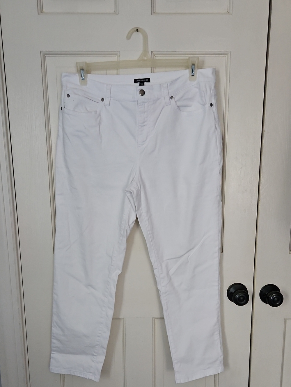 Eileen Fisher White 100% Organic Cotton Straight Leg Jeans - Clean Classic